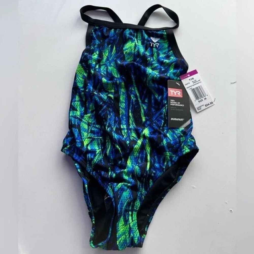 TYR SAGANO Girls DIAMONDFIT blue/green 487 size 26